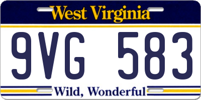 WV license plate 9VG583