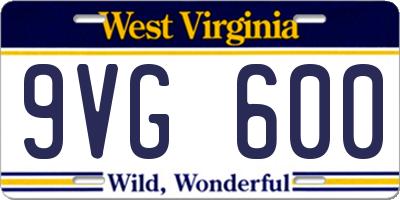 WV license plate 9VG600