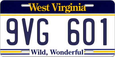 WV license plate 9VG601
