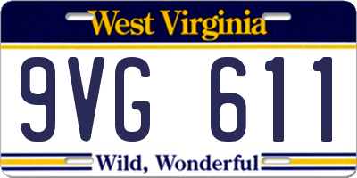 WV license plate 9VG611