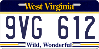 WV license plate 9VG612