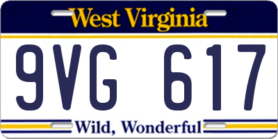 WV license plate 9VG617