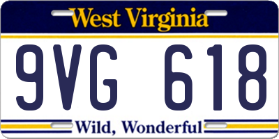WV license plate 9VG618