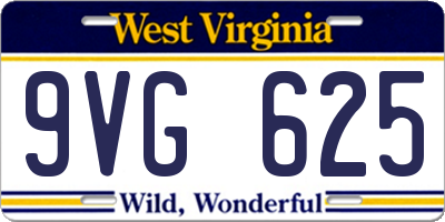 WV license plate 9VG625