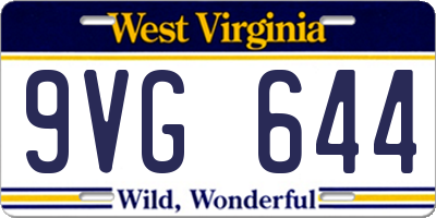 WV license plate 9VG644