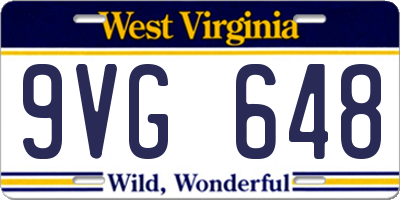 WV license plate 9VG648