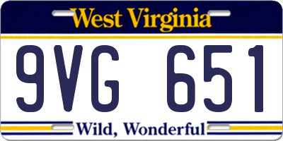 WV license plate 9VG651