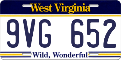 WV license plate 9VG652