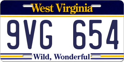 WV license plate 9VG654