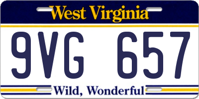 WV license plate 9VG657