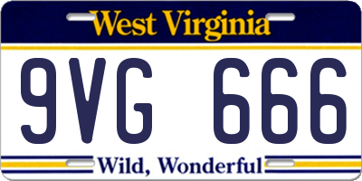 WV license plate 9VG666