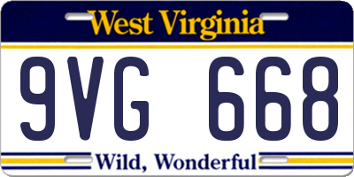 WV license plate 9VG668