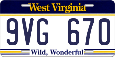 WV license plate 9VG670