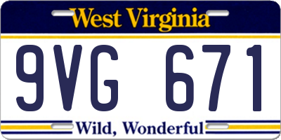 WV license plate 9VG671