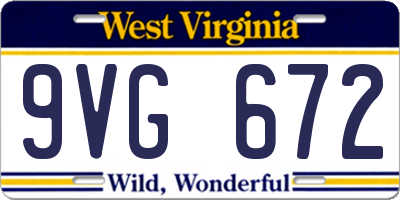 WV license plate 9VG672