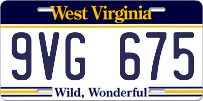 WV license plate 9VG675