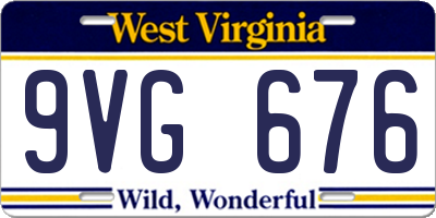 WV license plate 9VG676