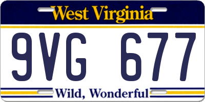 WV license plate 9VG677