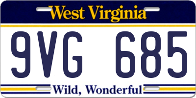 WV license plate 9VG685