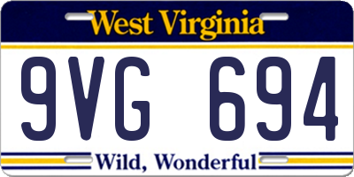 WV license plate 9VG694