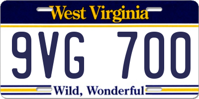 WV license plate 9VG700