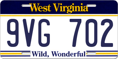 WV license plate 9VG702