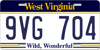 WV license plate 9VG704