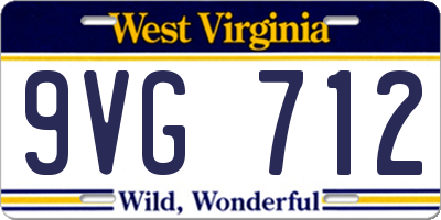 WV license plate 9VG712