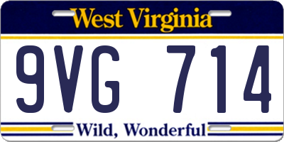 WV license plate 9VG714