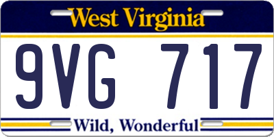 WV license plate 9VG717