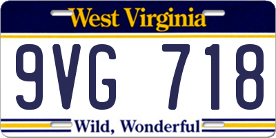 WV license plate 9VG718