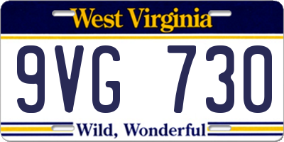 WV license plate 9VG730