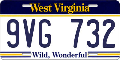 WV license plate 9VG732