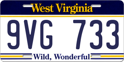 WV license plate 9VG733