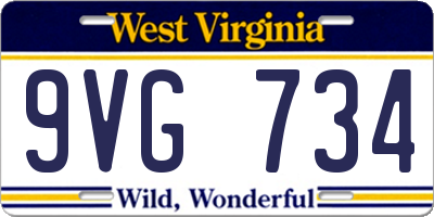 WV license plate 9VG734