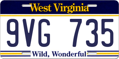WV license plate 9VG735