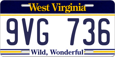 WV license plate 9VG736