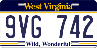 WV license plate 9VG742
