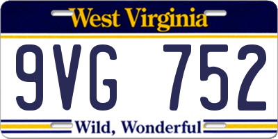 WV license plate 9VG752