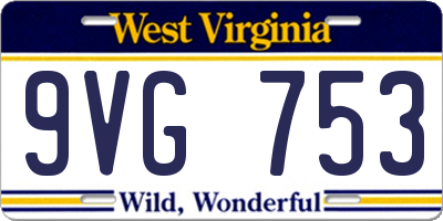 WV license plate 9VG753