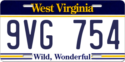 WV license plate 9VG754