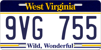 WV license plate 9VG755