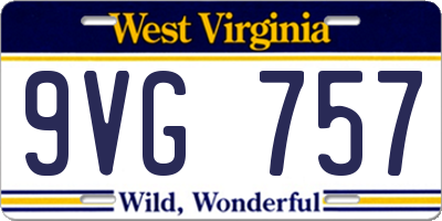 WV license plate 9VG757