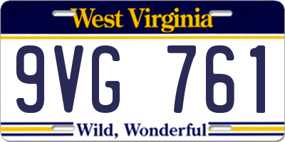 WV license plate 9VG761