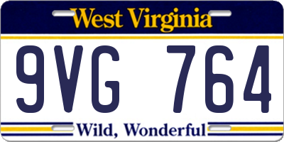 WV license plate 9VG764