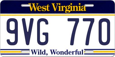 WV license plate 9VG770