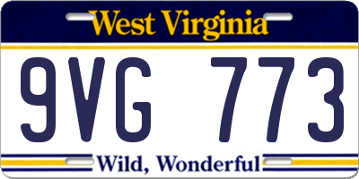 WV license plate 9VG773