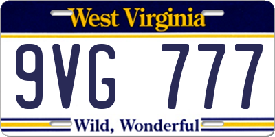 WV license plate 9VG777