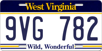 WV license plate 9VG782