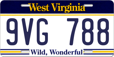 WV license plate 9VG788